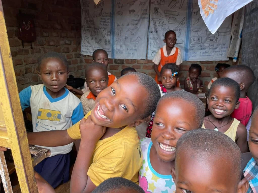 Ubuntu Academy pupils outside the school